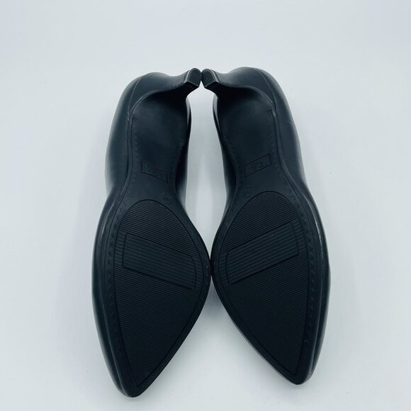 Time and Tru Shoes Womens Size 7.5 Wide Black Kitten Heels Slip On Career Office - Picture 10 of 12